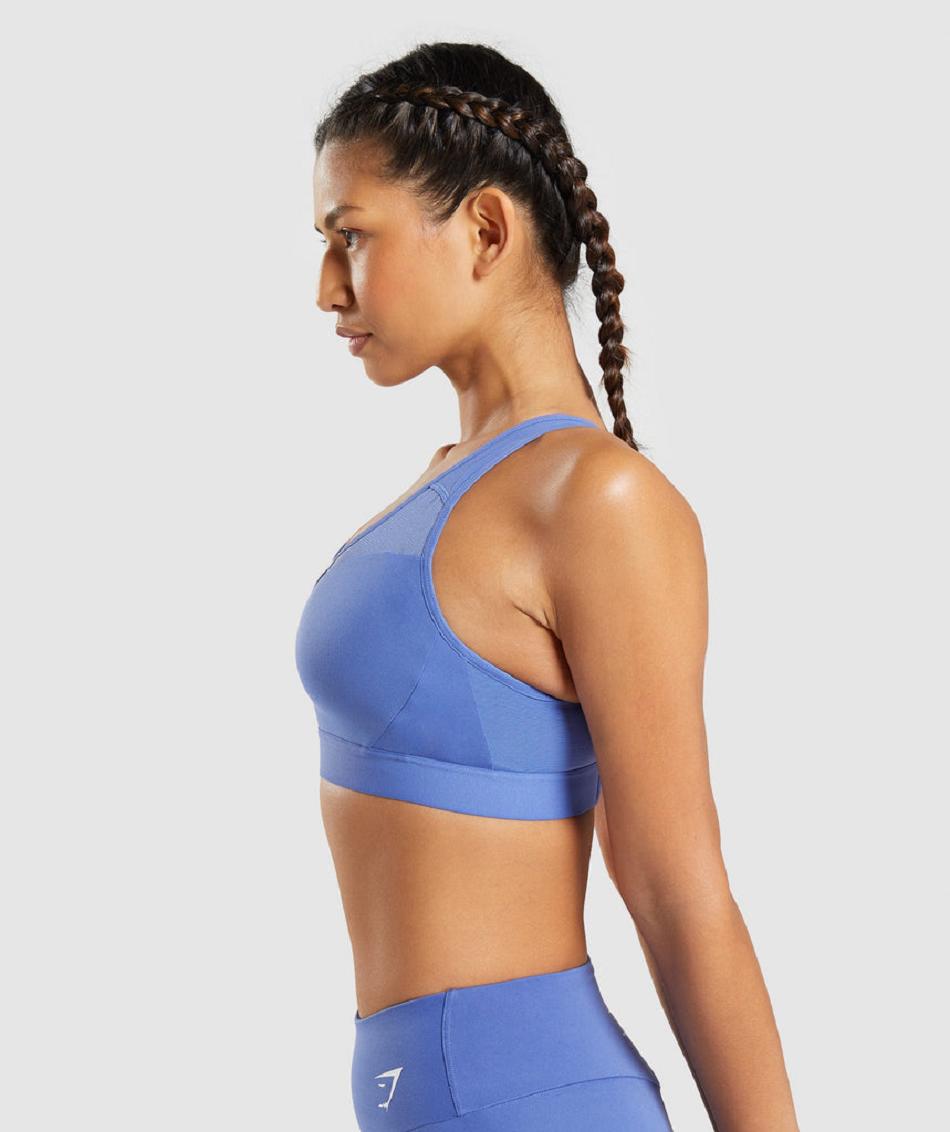 Staniki Sportowe Damskie Gymshark Open Back Niebieskie | PL 2872EBC